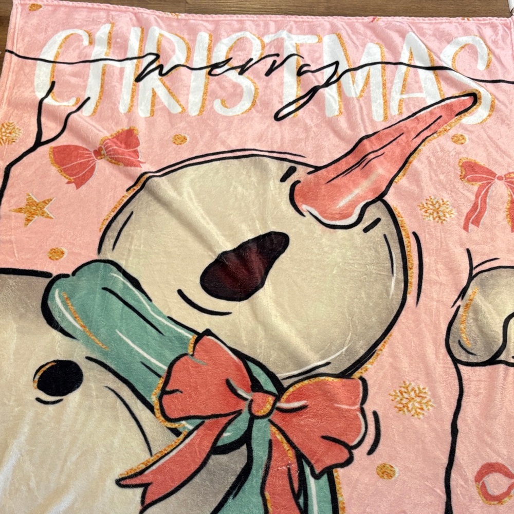 Pink Christmas Snowman Blanket